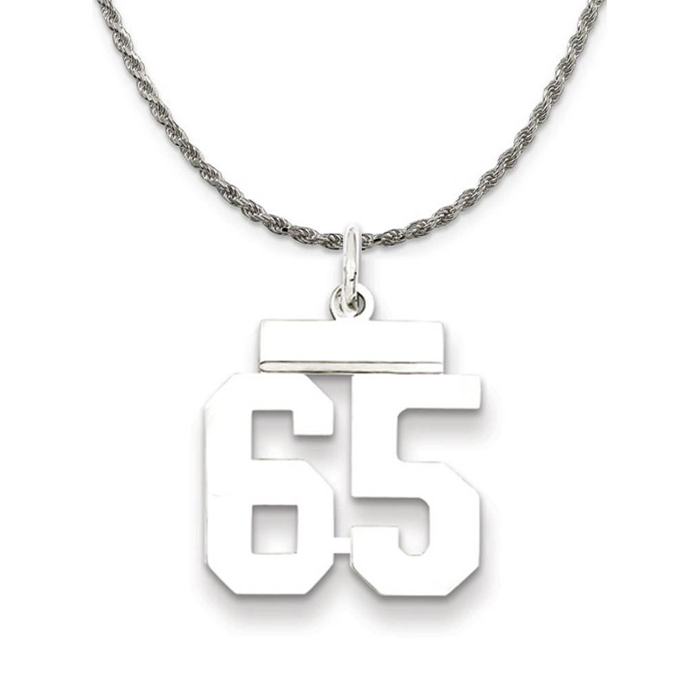 Sterling Silver Athletic Lg Polished Number 65 Necklace