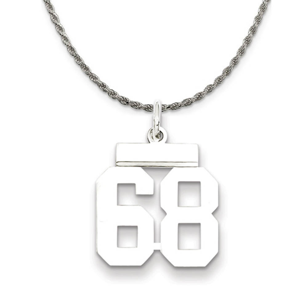 Sterling Silver Athletic Lg Polished Number 68 Necklace