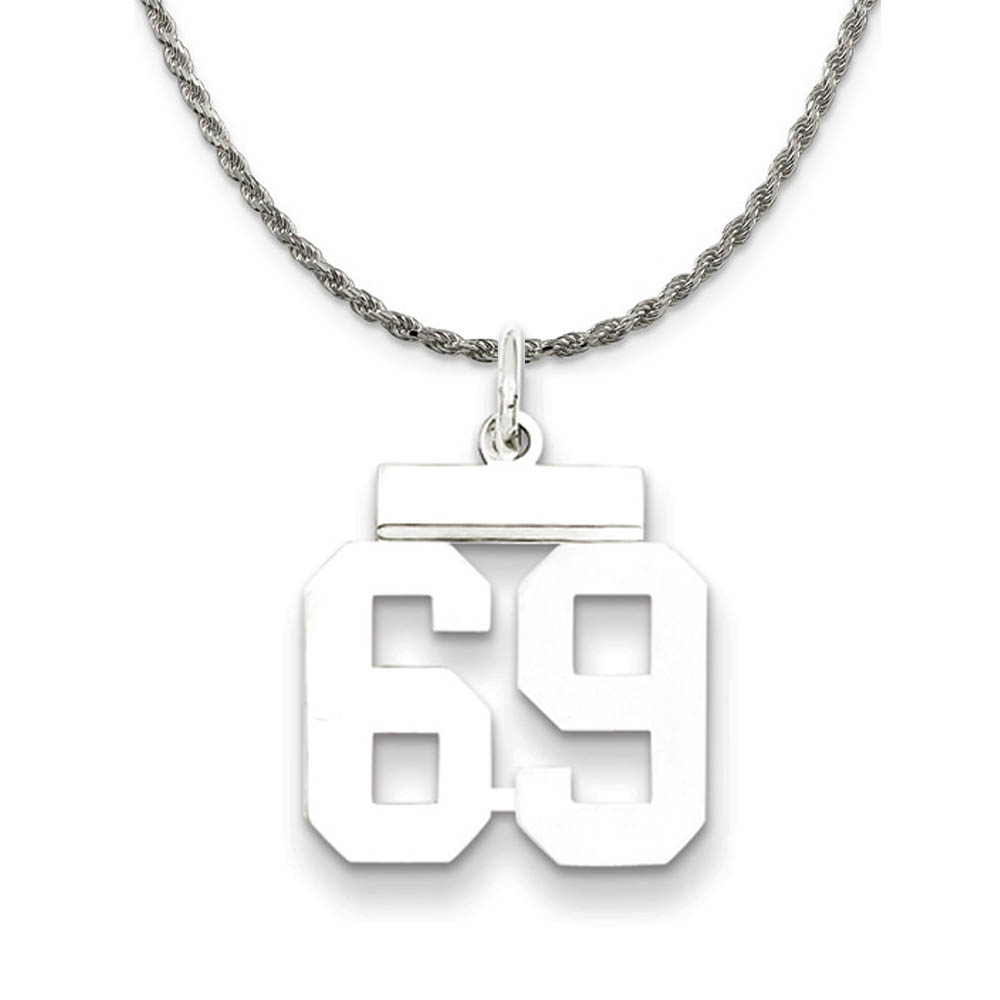 Sterling Silver Athletic Lg Polished Number 69 Necklace