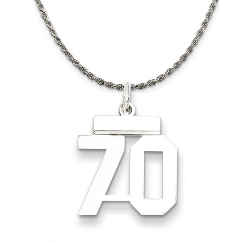 Sterling Silver Athletic Lg Polished Number 70 Necklace