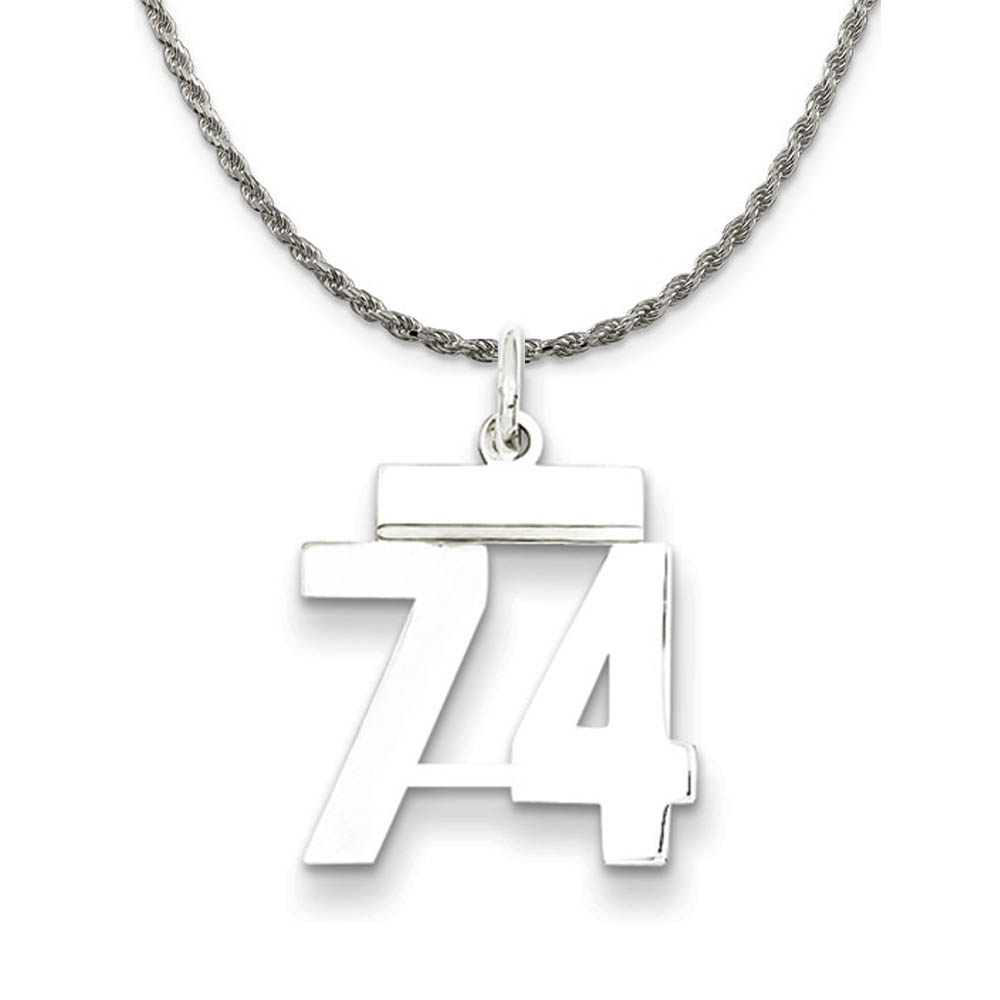Sterling Silver Athletic Lg Polished Number 74 Necklace