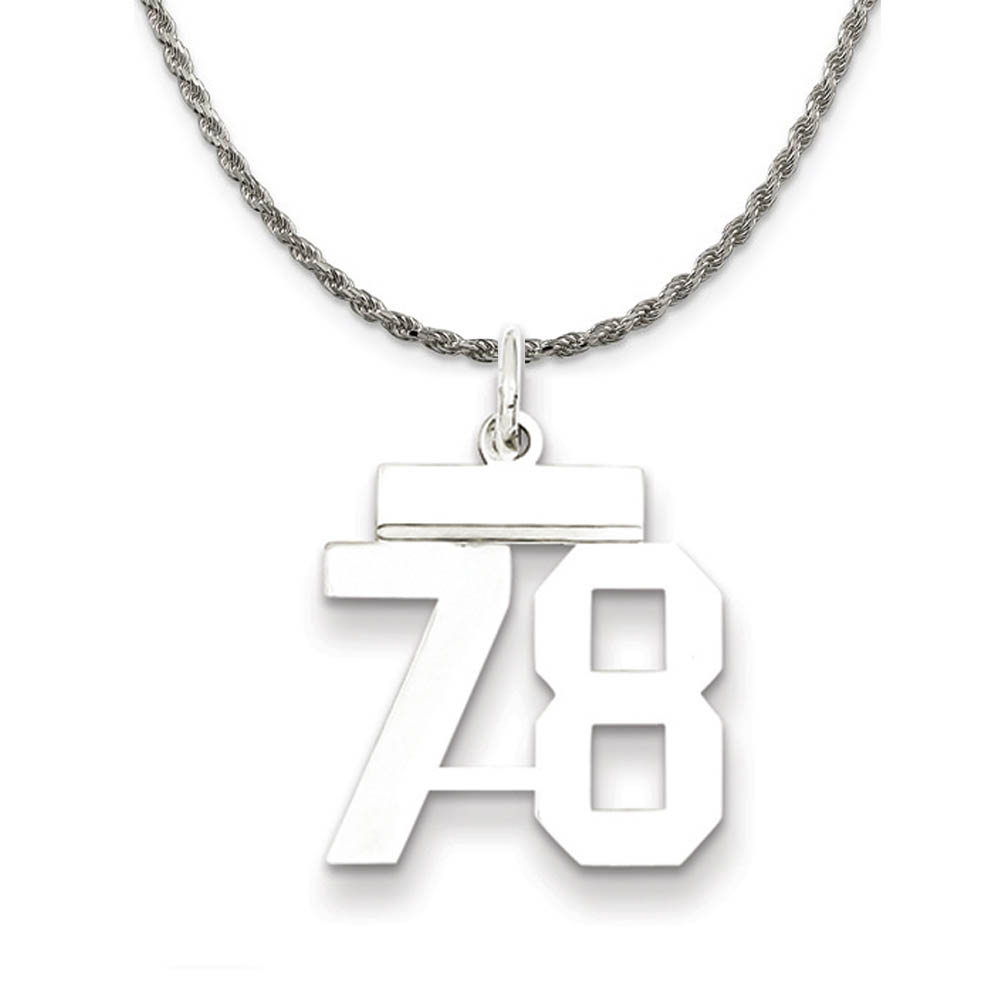 Sterling Silver Athletic Lg Polished Number 78 Necklace