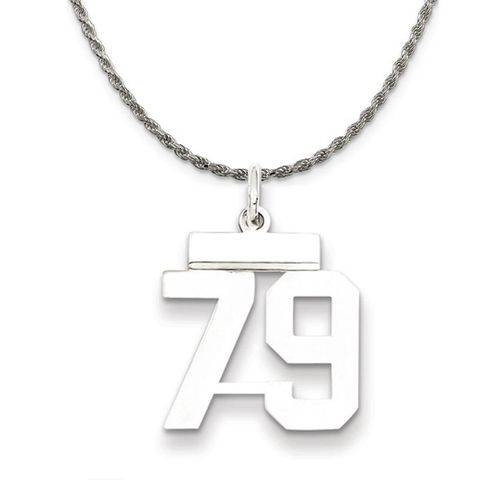 Sterling Silver Athletic Lg Polished Number 79 Necklace