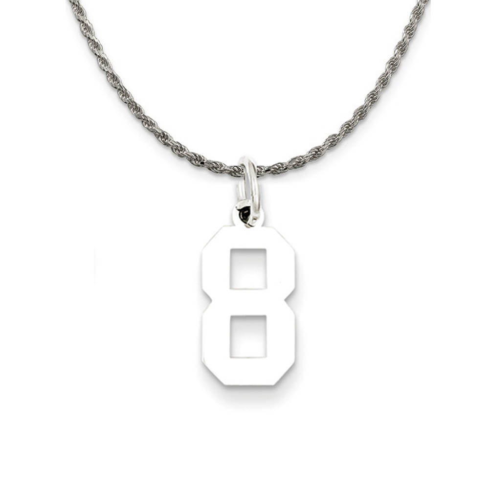 Sterling Silver Athletic Lg Polished Number 8 Necklace