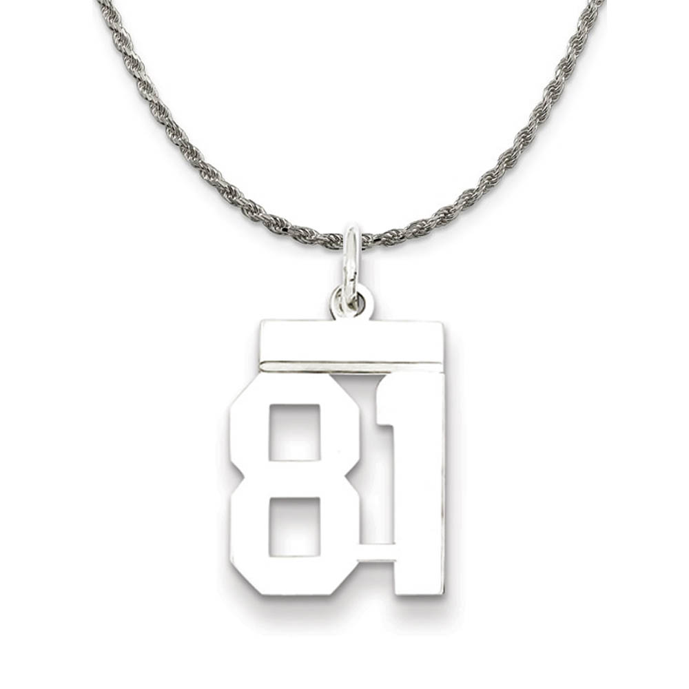 Sterling Silver Athletic Lg Polished Number 81 Necklace