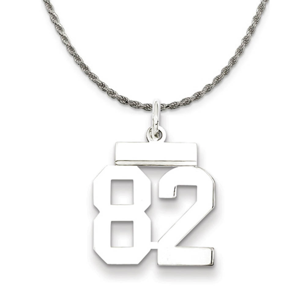 Sterling Silver Athletic Lg Polished Number 82 Necklace