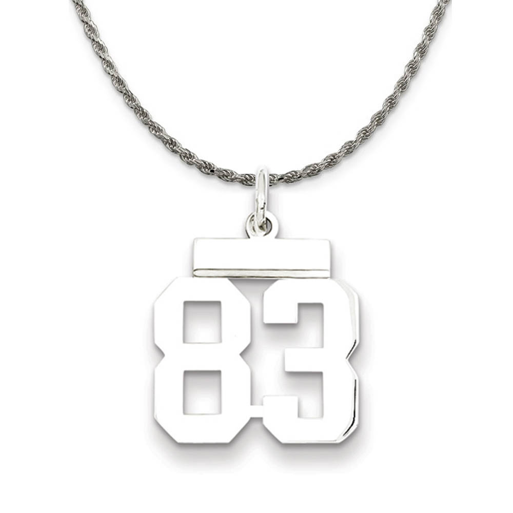 Sterling Silver Athletic Lg Polished Number 83 Necklace