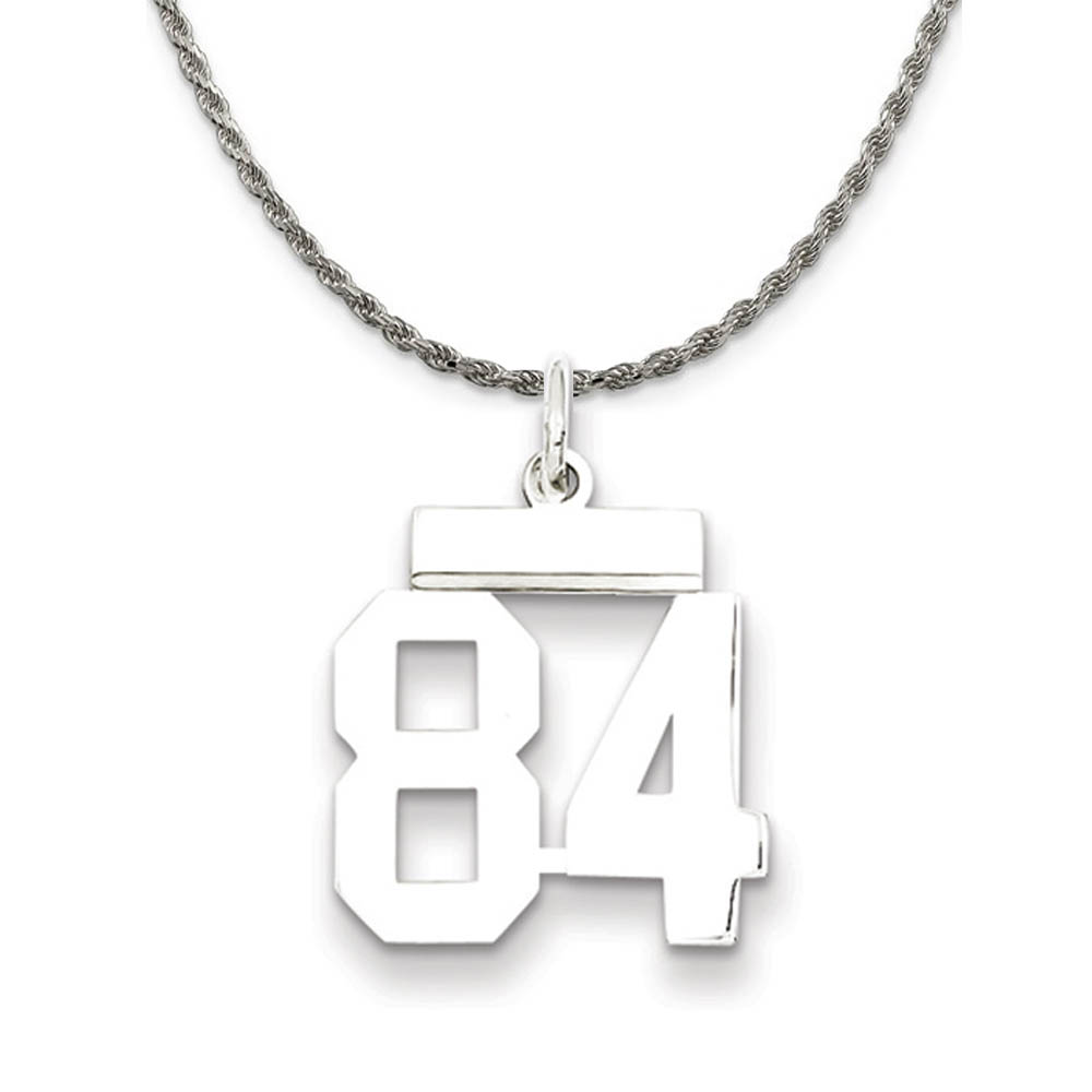 Sterling Silver Athletic Lg Polished Number 84 Necklace