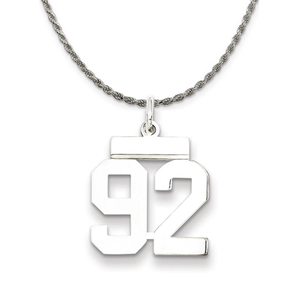 Sterling Silver Athletic Lg Polished Number 92 Necklace