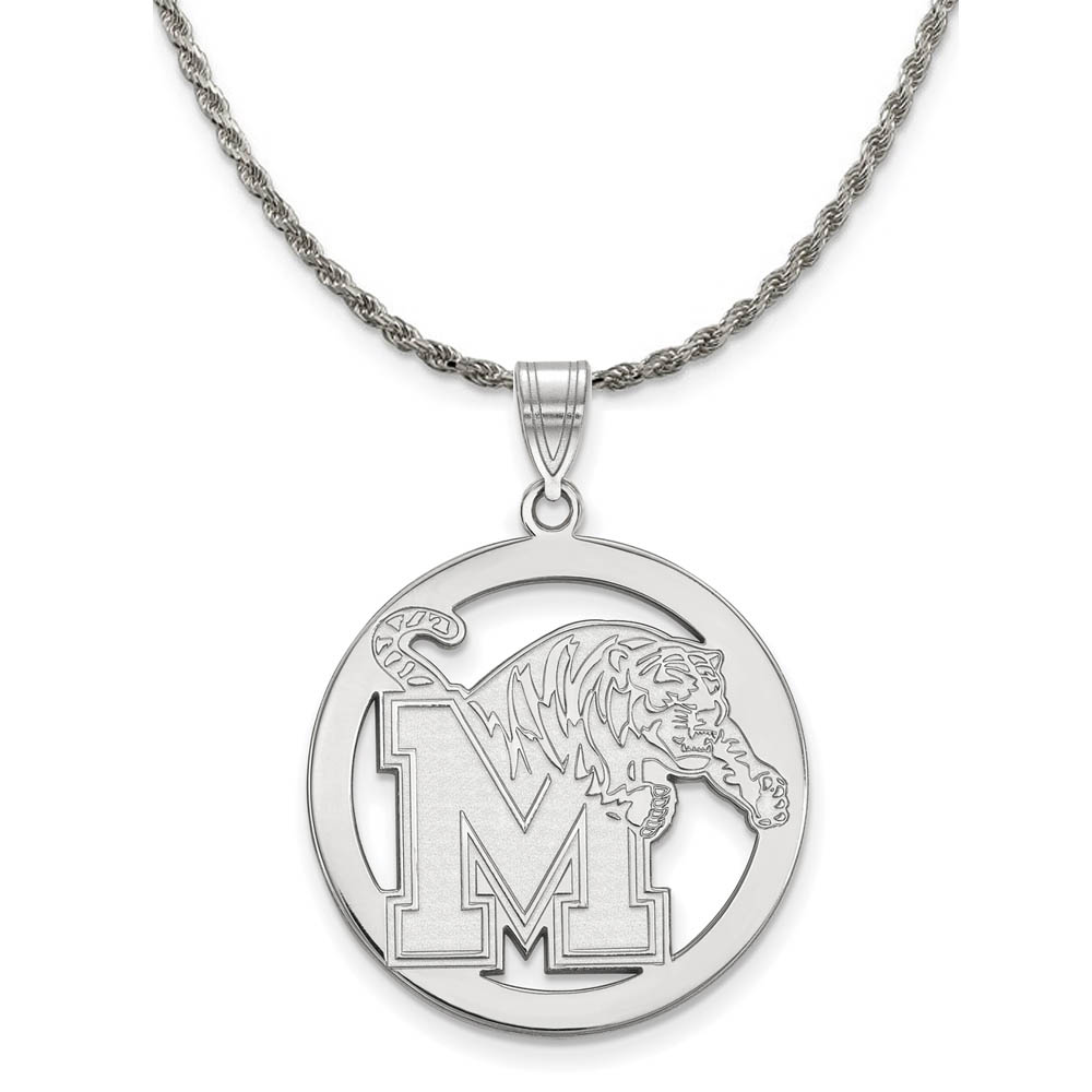 Sterling Silver U. of Memphis Large Tiger Circle Necklace