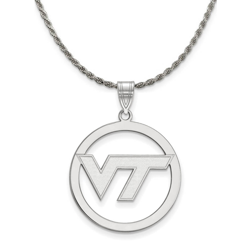 Sterling Silver Virginia Tech Circle Pendant Necklace