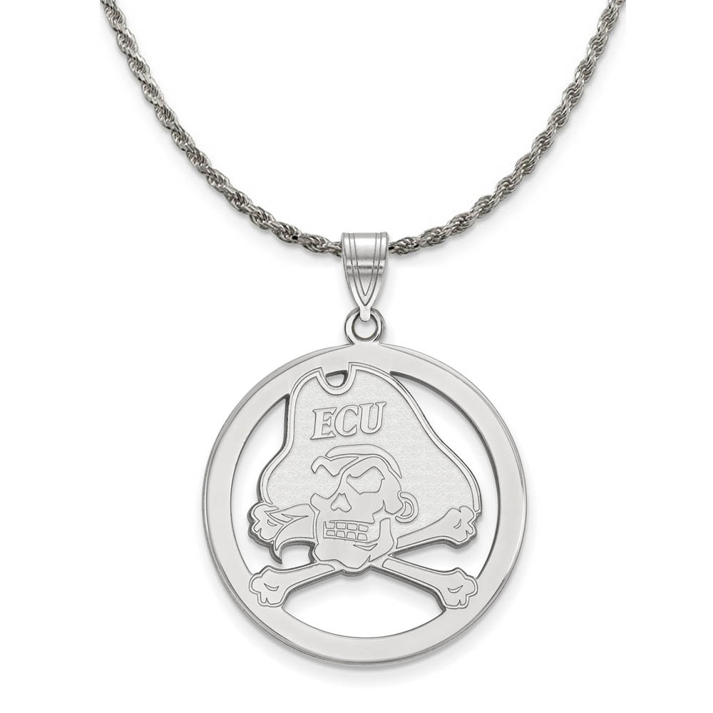 Sterling Silver East Carolina U Circle Pendant Necklace