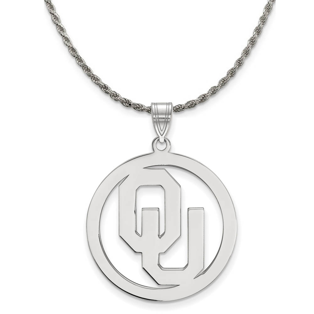 Sterling Silver U. of Oklahoma Circle Pendant Necklace