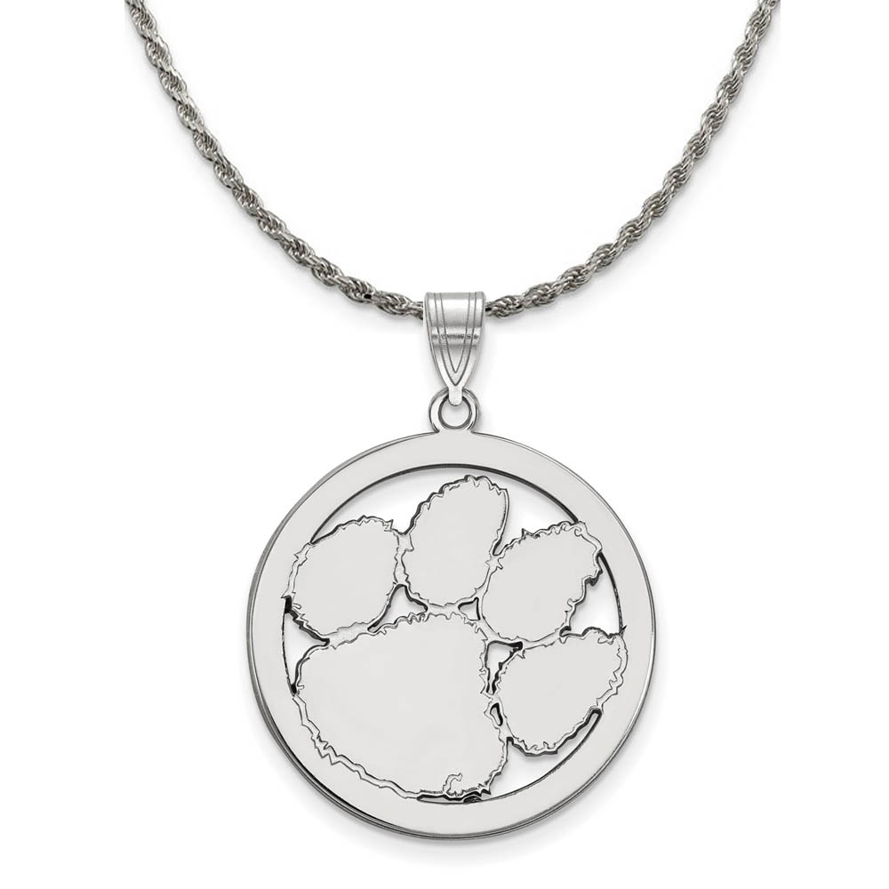 Sterling Silver Clemson U Circle Pendant Necklace
