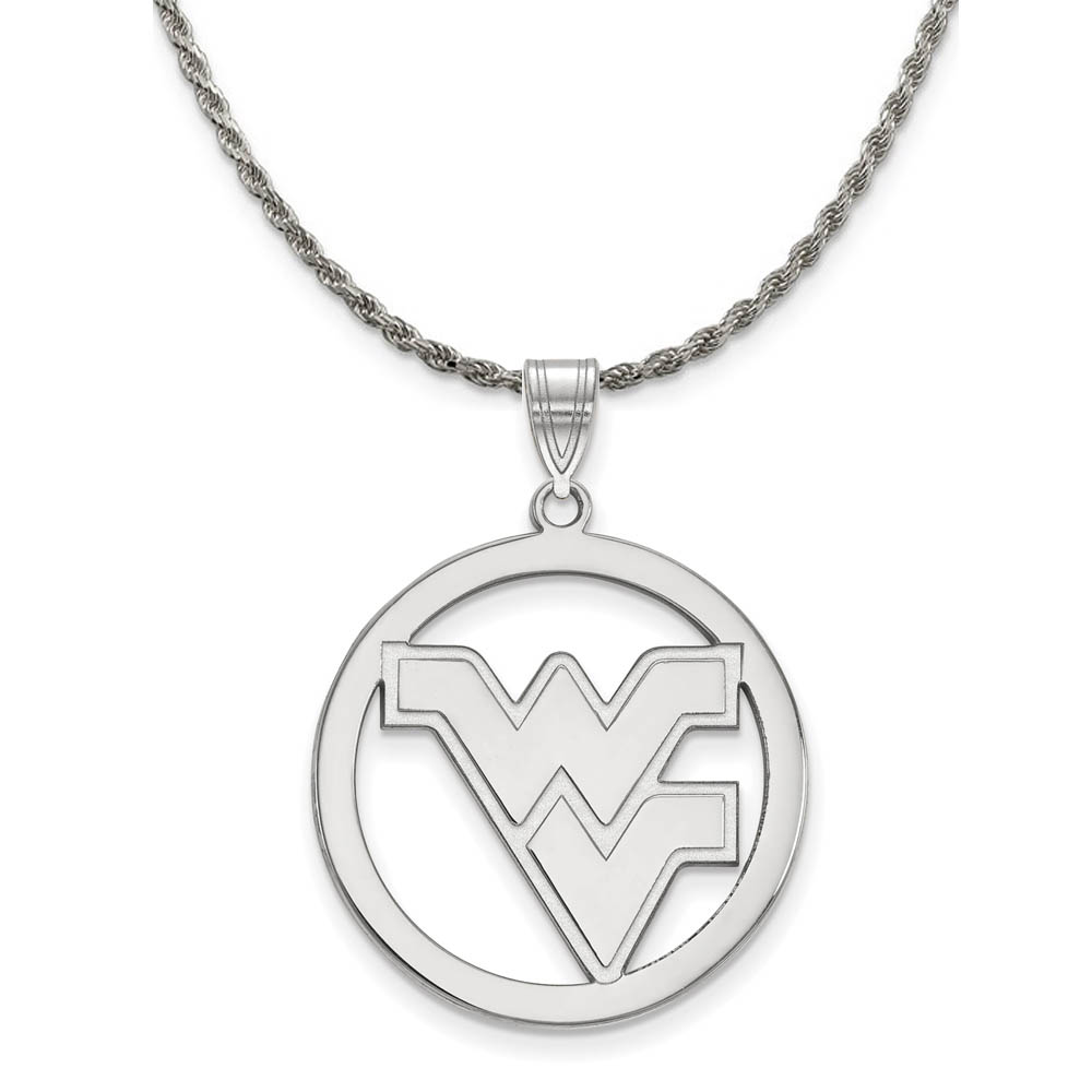 Sterling Silver West Virginia U. Circle Pendant Necklace