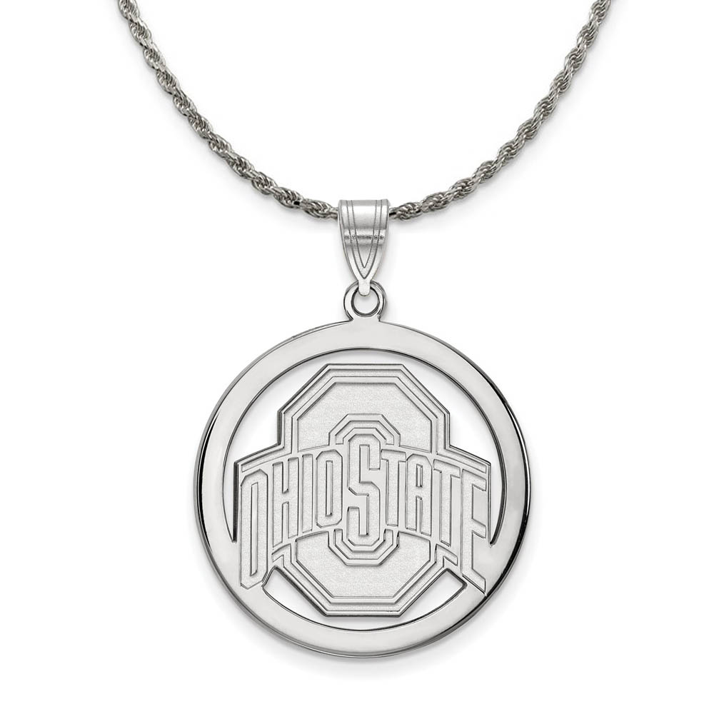 Sterling Silver Ohio State Circle Pendant Necklace