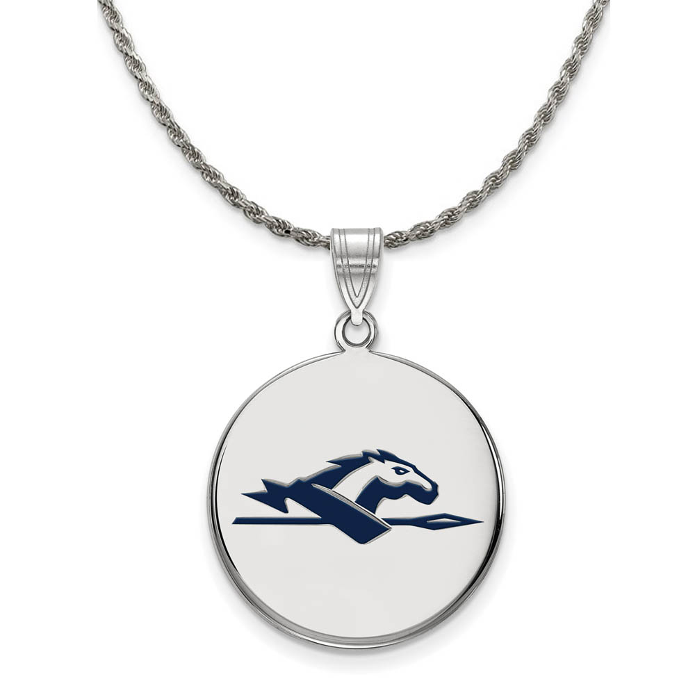 Sterling Silver Longwood U Enamel Logo Disc Necklace
