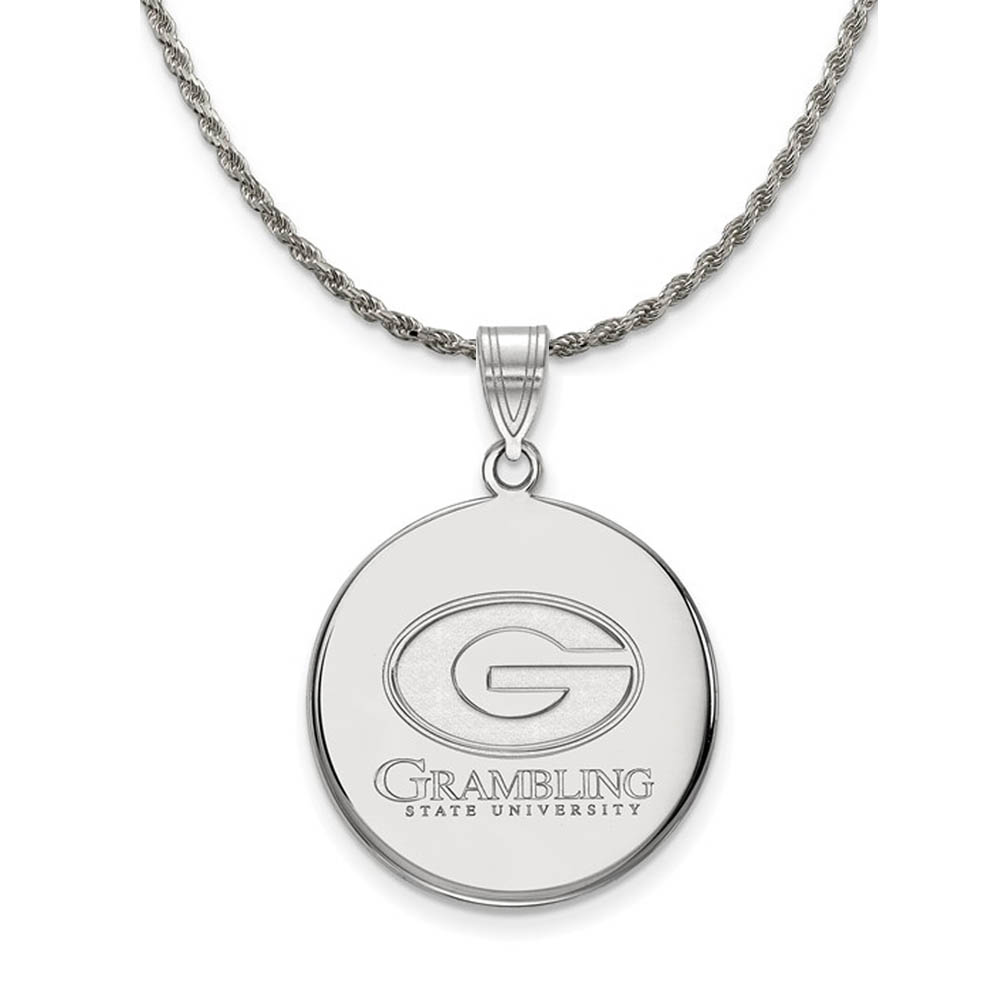 Sterling Silver Grambling State Disc Pendant Necklace