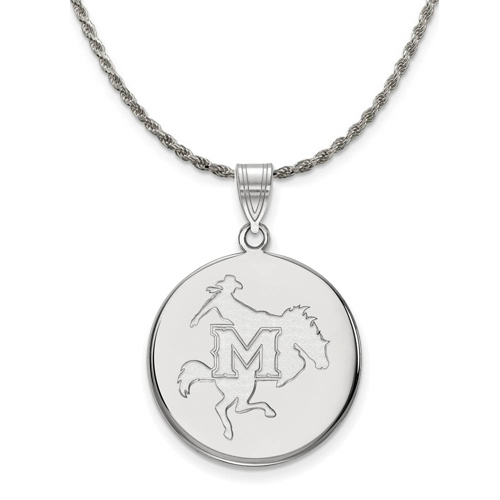 Sterling Silver McNeese State Disc Pendant Necklace