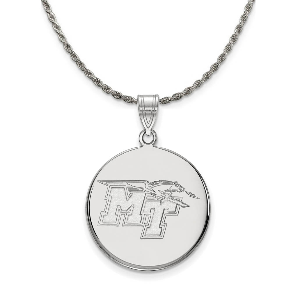 Sterling Silver Middle Tennessee State Disc Necklace