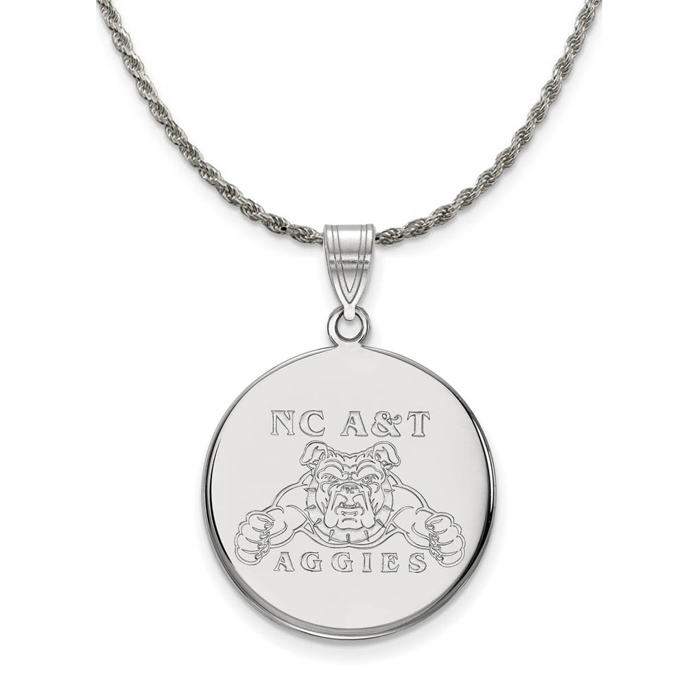 Sterling Silver North Carolina A&T Disc Pendant Necklace