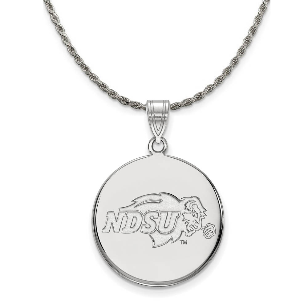 Sterling Silver North Dakota State Disc Pendant Necklace