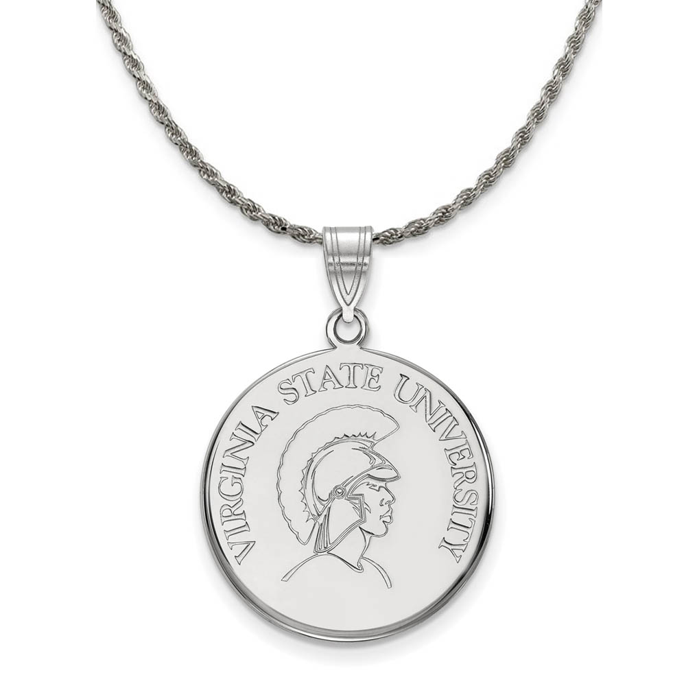 Sterling Silver Virginia State Disc Pendant Necklace
