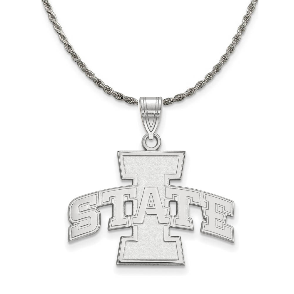 Sterling Silver Iowa State 'I State' Necklace
