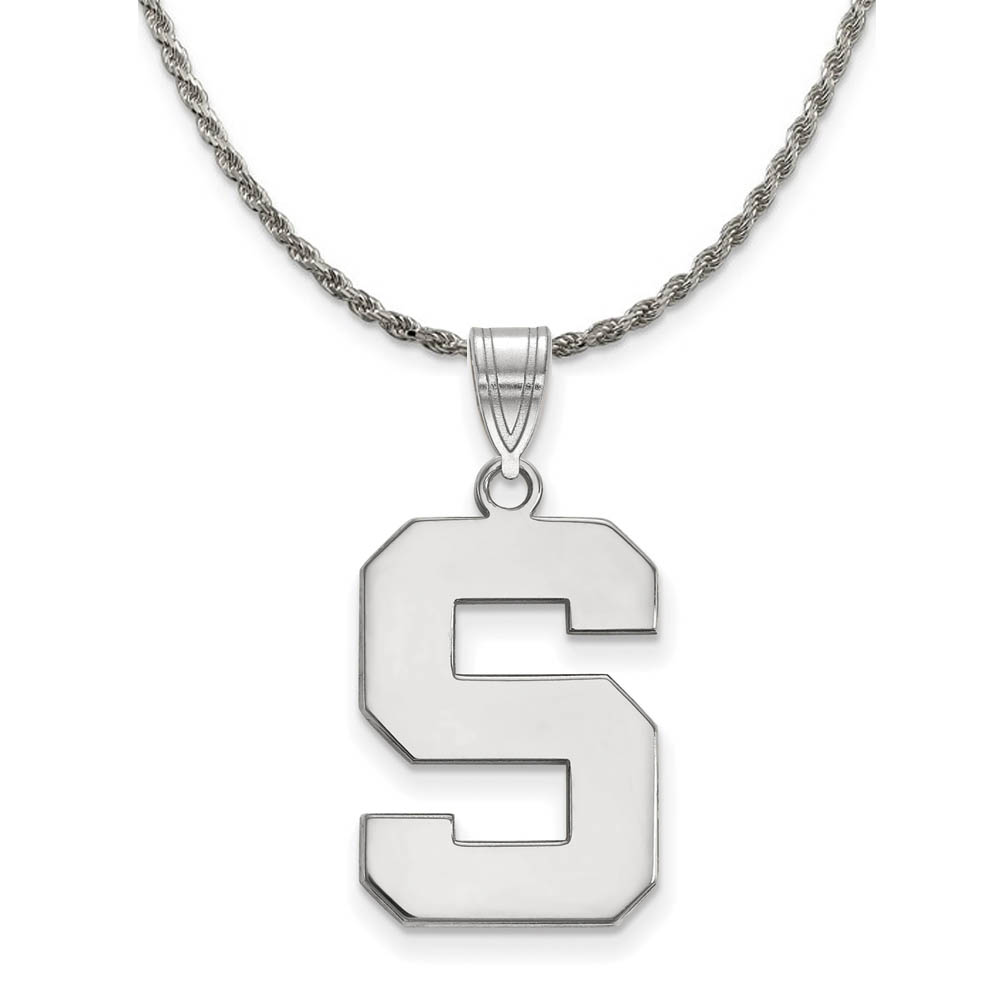 Sterling Silver Michigan State Large Initial Necklace