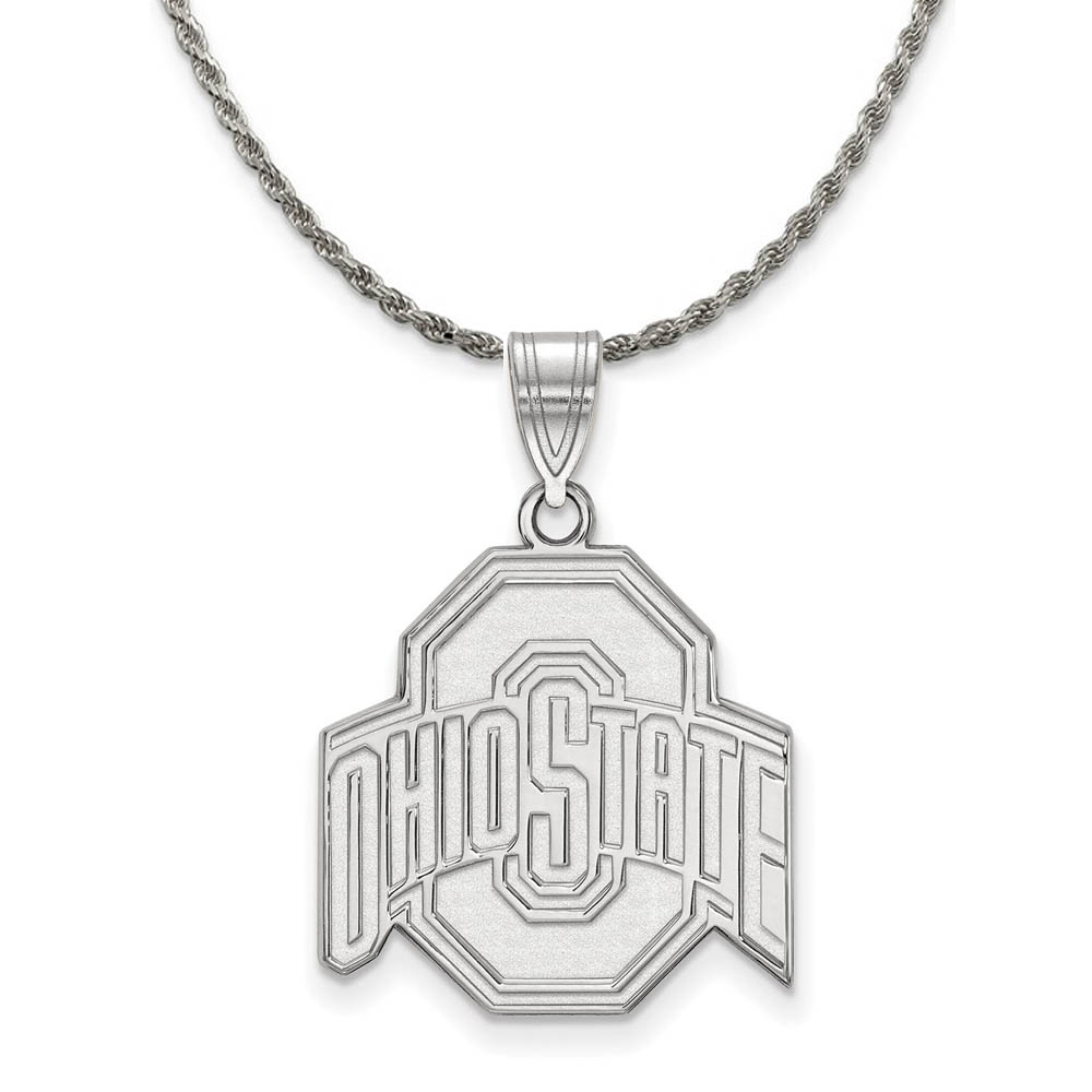 Sterling Silver Ohio State Lg Logo Pendant Necklace