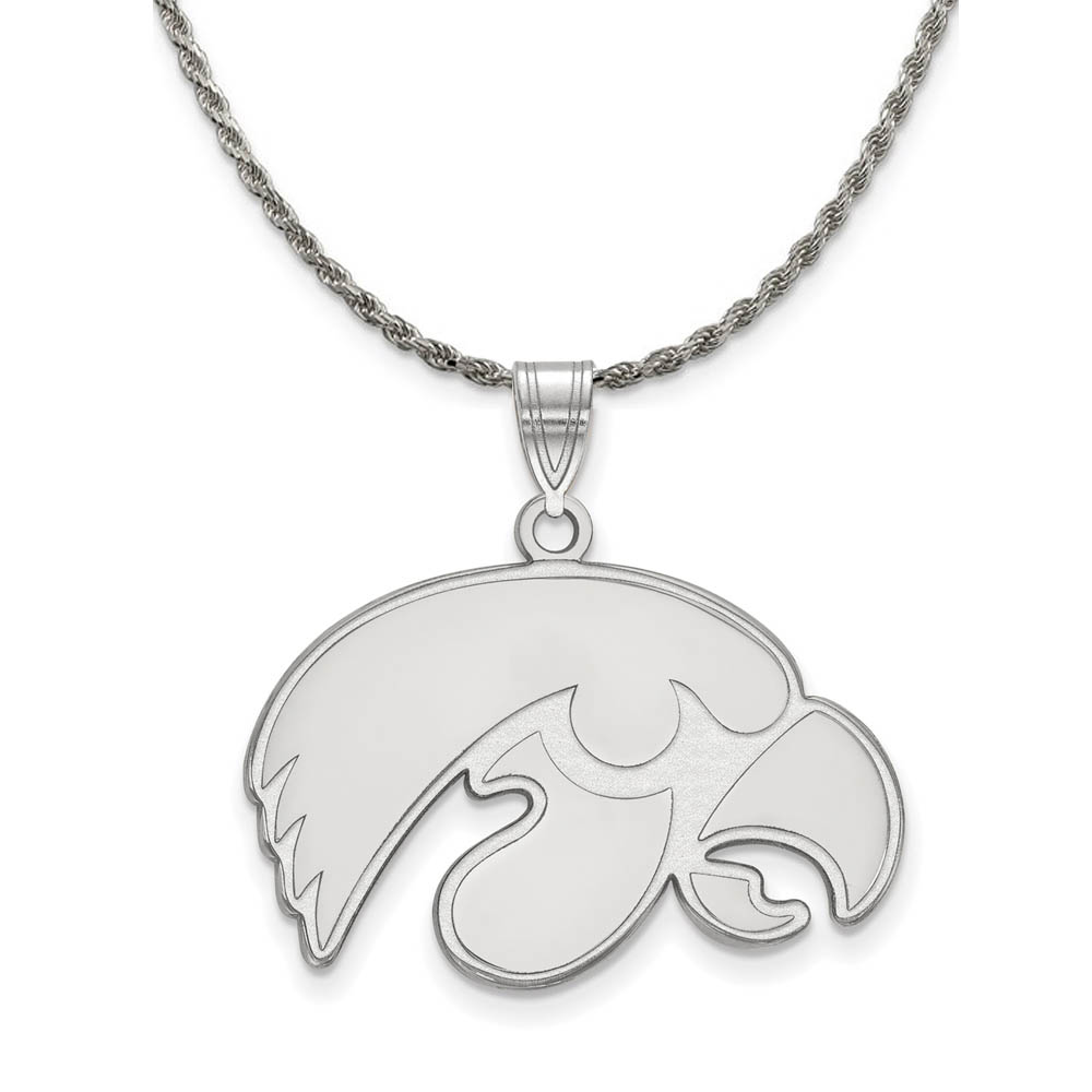 Sterling Silver U. of Iowa Hawkeyes Lg Pendant Necklace