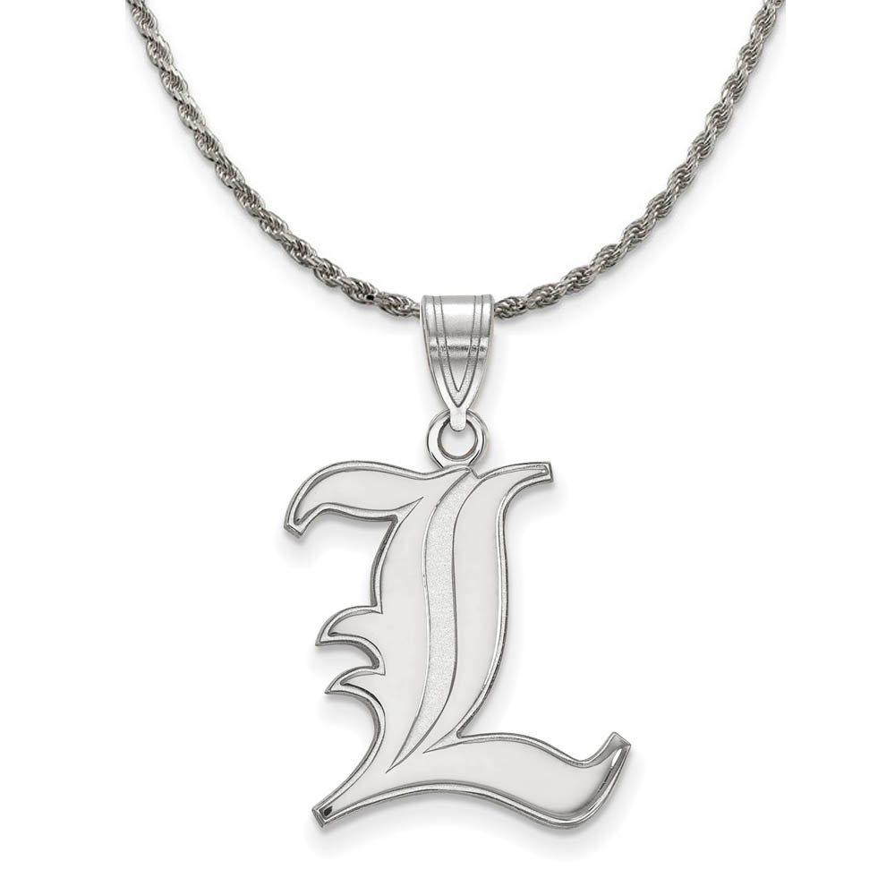 Sterling Silver U. of Louisville Large 'L' Pendant Necklace