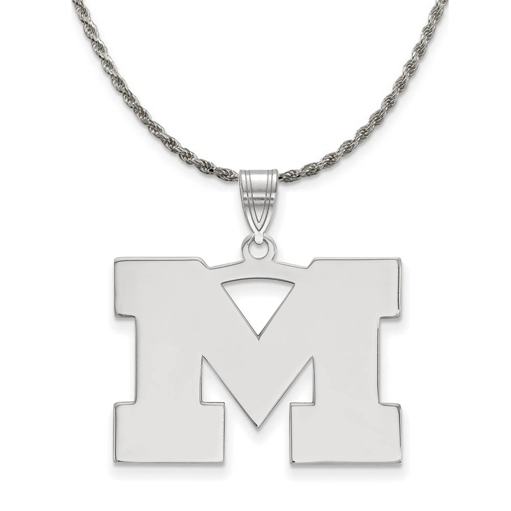 Sterling Silver U. of Michigan Large Initial Necklace