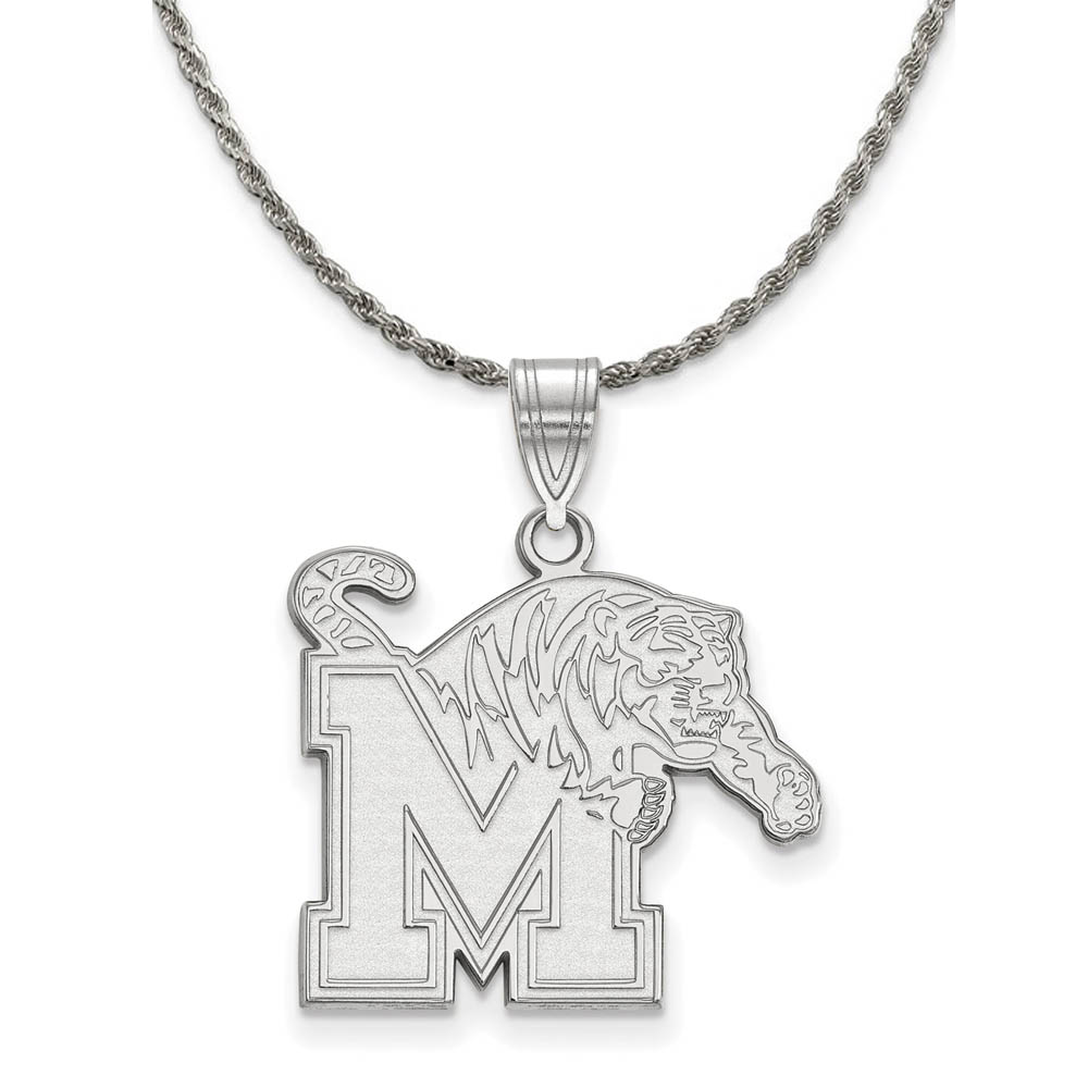 Sterling Silver U. of Memphis Large Tigers Pendant Necklace