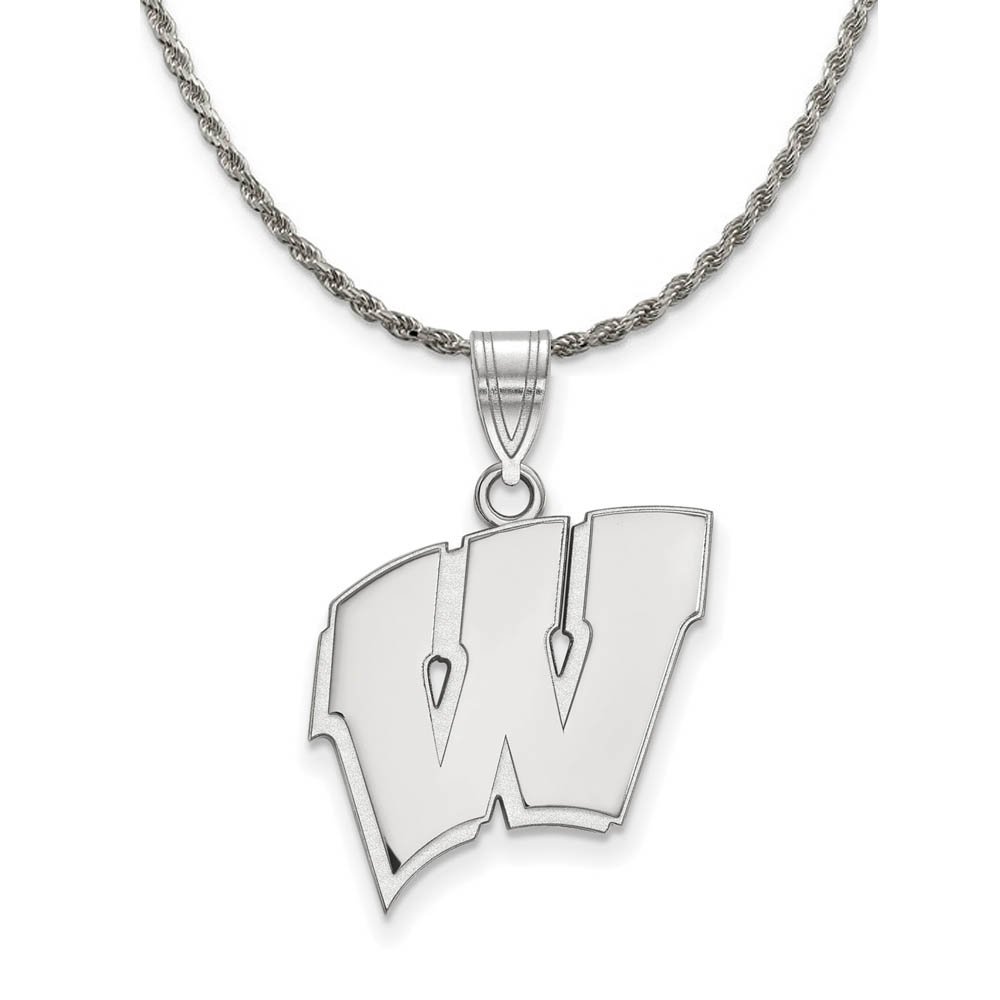 Sterling Silver U. of Wisconsin Initial W Necklace