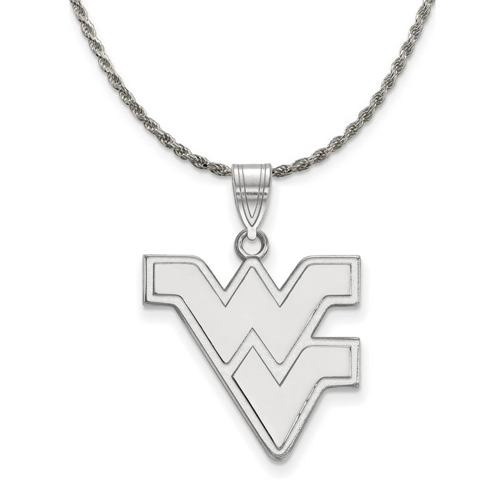 Sterling Silver West Virginia U. 'WV' Pendant Necklace
