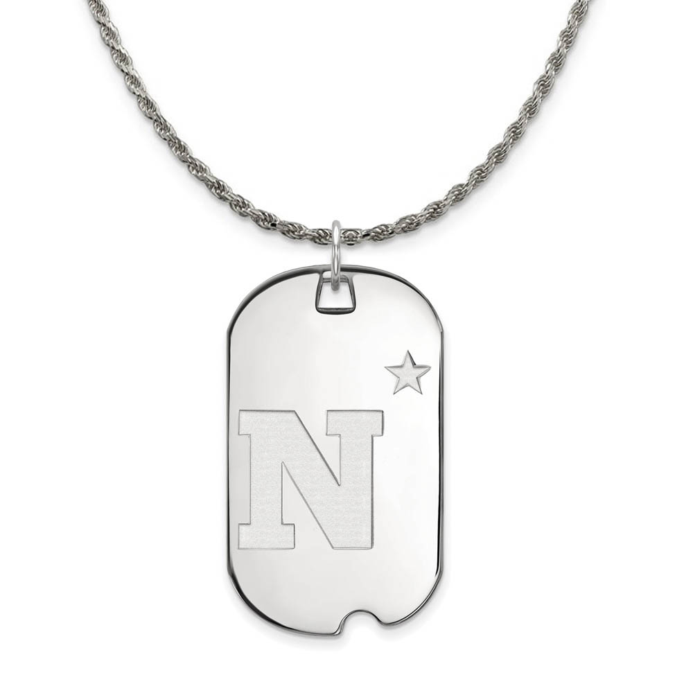 Sterling Silver U.S. Naval Academy Midshipmen Large Dog Tag Necklace