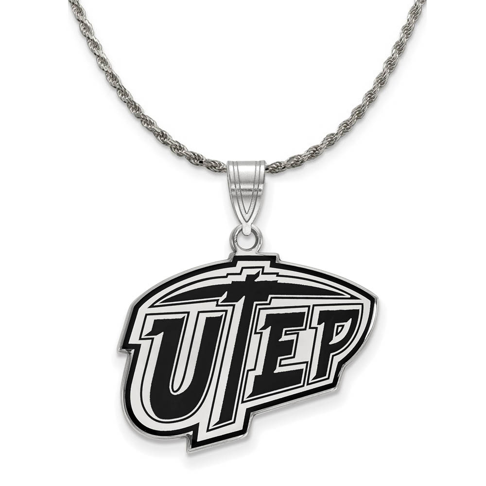 Sterling Silver U. of Texas at El Paso Enamel Pendant Necklace