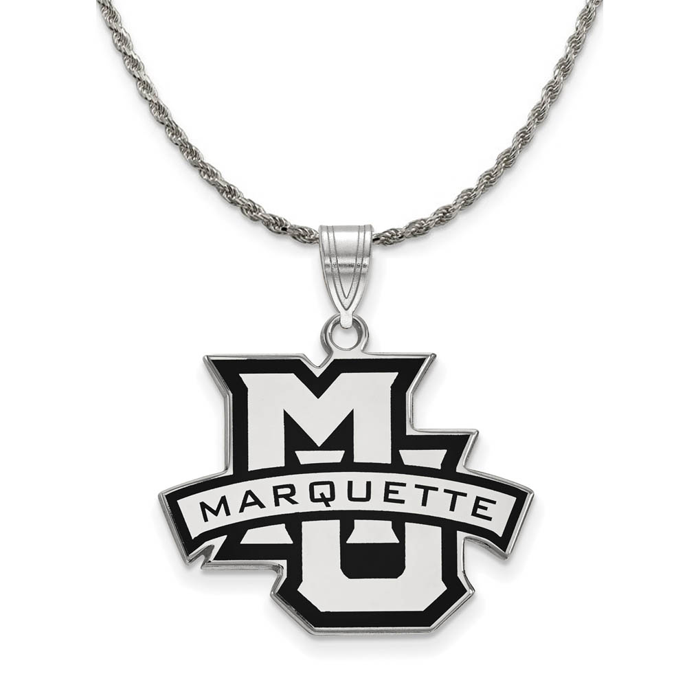 Sterling Silver Marquette U Enamel Pendant Necklace