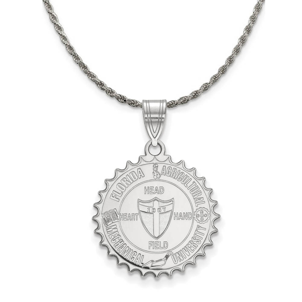 Sterling Silver Florida A&M U Large Crest Disc Necklace