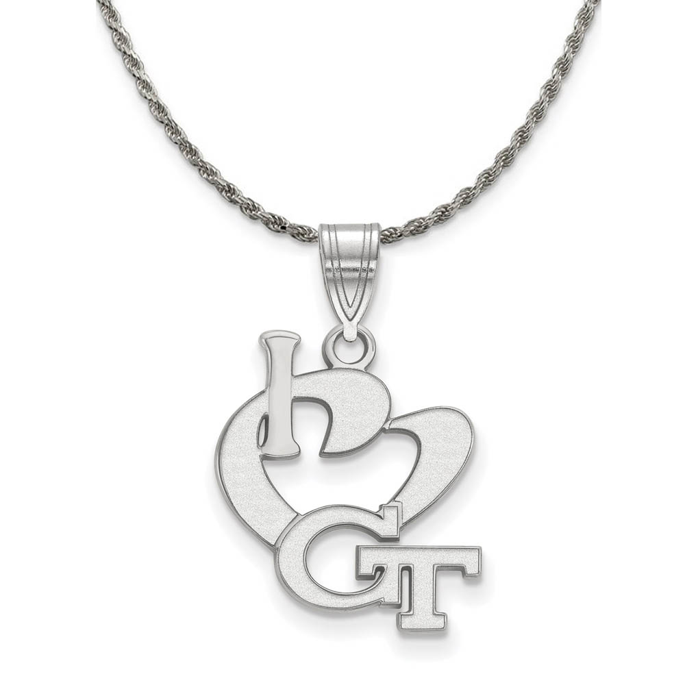 Sterling Silver Georgia Technology I Love Logo Necklace
