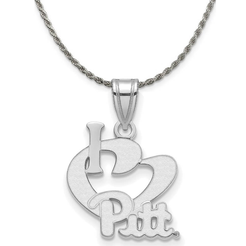 Sterling Silver U. of Pittsburgh I Love Logo Necklace