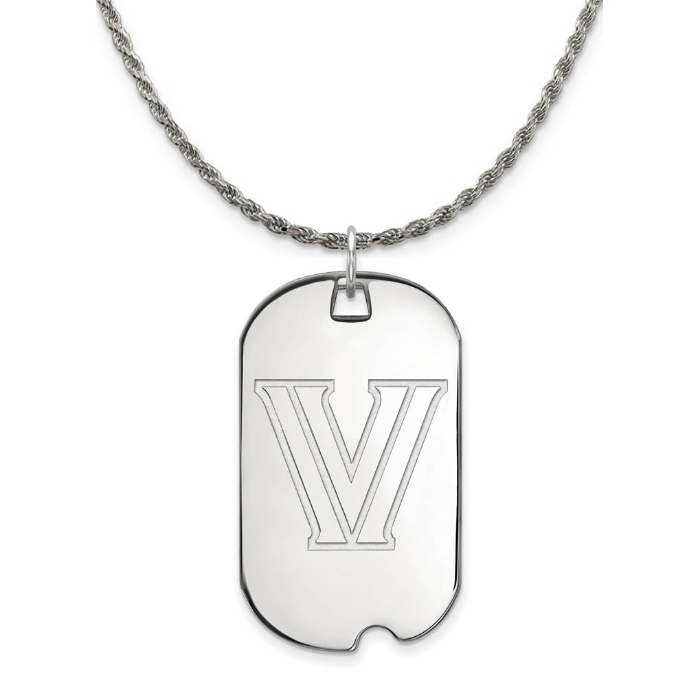 Sterling Silver Villanova U. Dog Tag Pendant Necklace