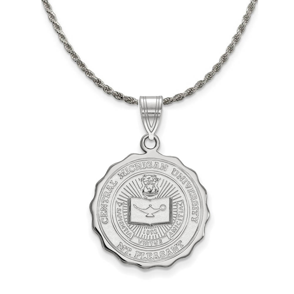 Sterling Silver Central Michigan U Crest Disc Necklace