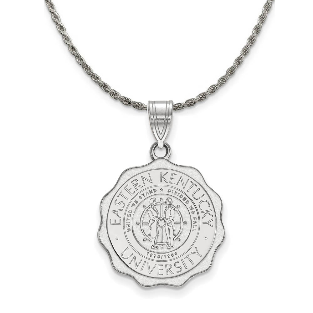 Sterling Silver Eastern Kentucky U Crest Disc Necklace