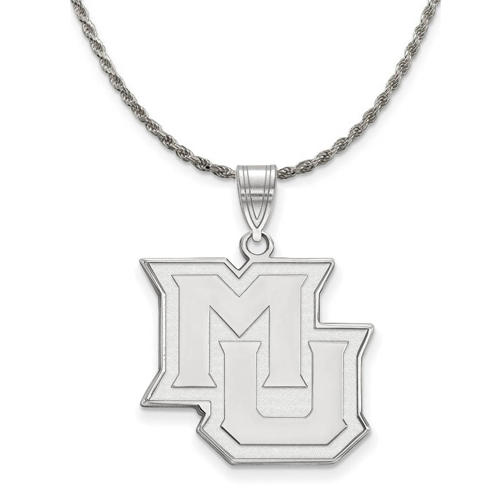 Sterling Silver Marquette U 'MU' Pendant Necklace