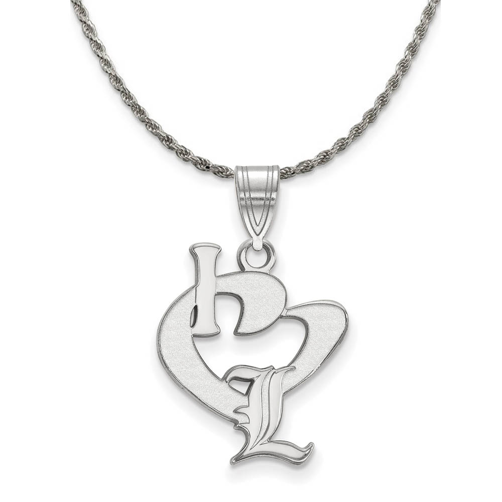 Sterling Silver U. of Louisville I Love Logo Necklace
