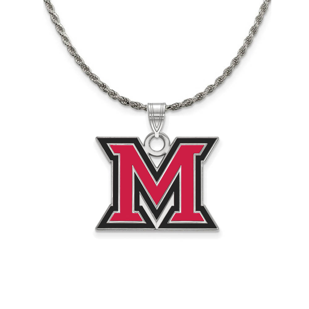 Sterling Silver Miami U Large Enamel 'M' Necklace
