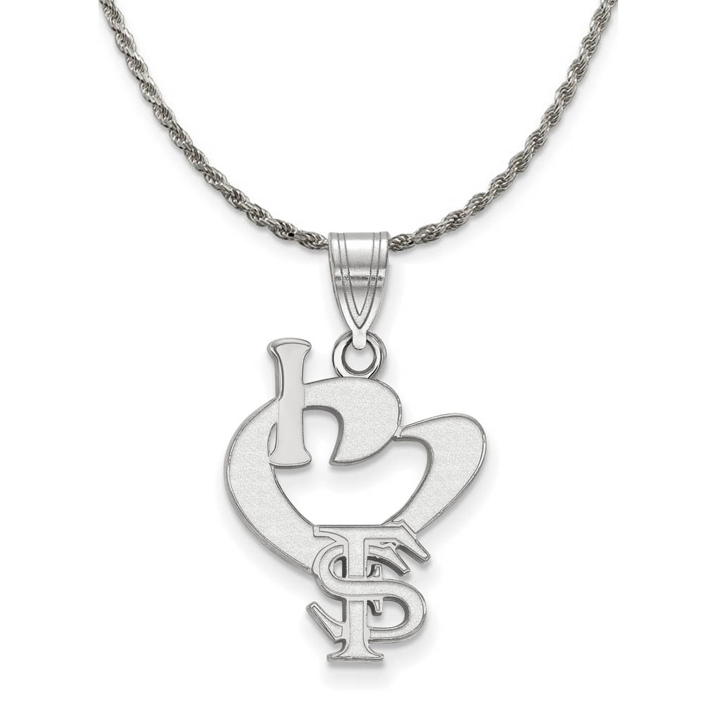 Sterling Silver Florida State I Love FS Pendant Necklace