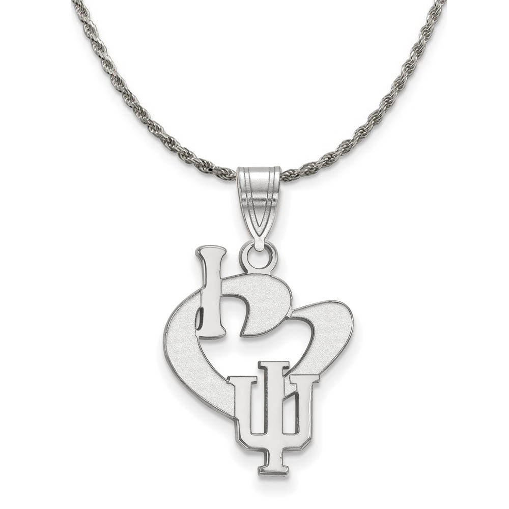 Sterling Silver Indiana U I Love Logo Pendant Necklace
